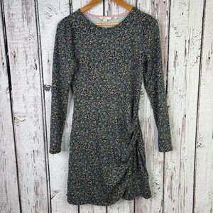 Boden Size 4 Ruched Side Mini Dress Long Sleeves Floral Multicolor Fitted‎ Style